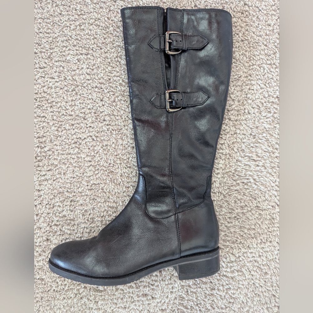 Clarks Black Leather Boots with Buckles